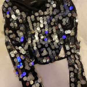 Banjul Black and Silver Sequin Top